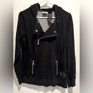 Harley Davidson moto hoodie pull over black sparkle logo monogram Y2K USL fitted